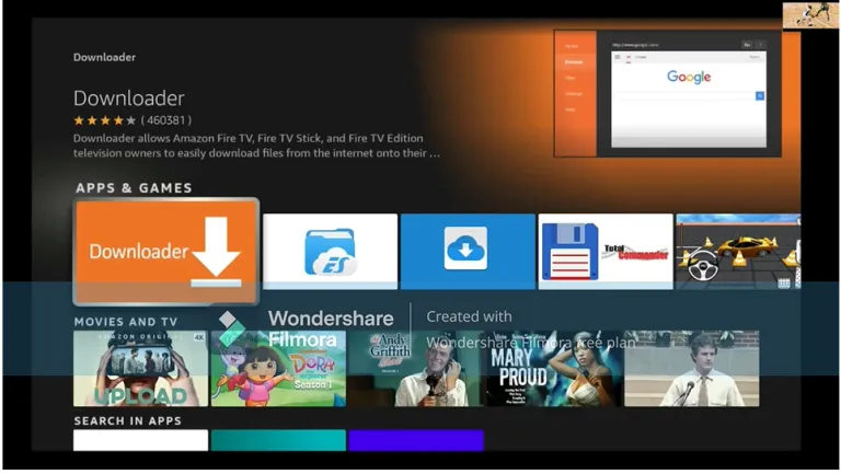 Firestick / Fire TV — Select the Downloader app